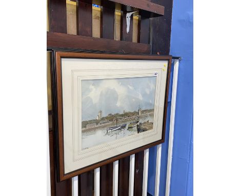 Thomas Wilkinson (20th Century), watercolour, 'On the Tyne', signed, framed, mounted and under glass, 52cm x 69cm overall