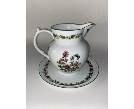A Royal Worcester 'Worcester Herbs' patterned jug and platter