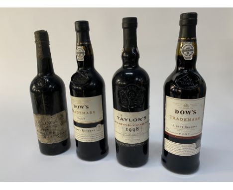 A 75cl bottle of Taylor's late bottled vintage port, '1998', together with three other bottles of alcohol by Taylor's and Dow