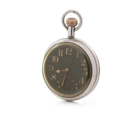 An Omega WW1 Royal Flying Corps military issued pocket watch, broad arrow mark, 30 hour, non-luminous Mark V. Movement marked