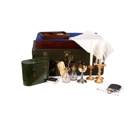 RAChD 'Royal Army Chaplains Department' British Army Field Communion Set, 1950s. Military filed communion service set in carr