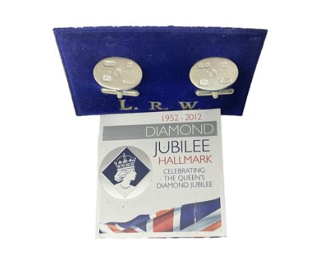 Pair of silver Diamond Jubilee commemorative cufflinks, hallmarked 