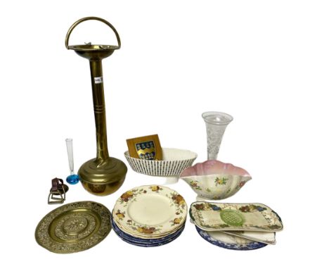 Hornsea Studio Craft planter, freestanding brass ashtray and a collection of other ceramics and collectables