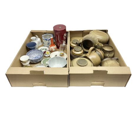 Denby part tea and dinner service, together with Wedgwood jasperware vase and other collectables, in two boxes