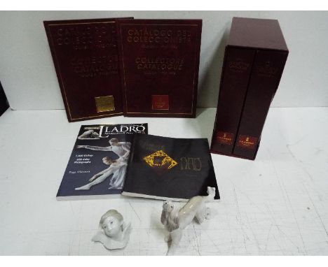 Lladro and Nao Collector Books, together with two small Lladro figures. Dog is 13cm high.