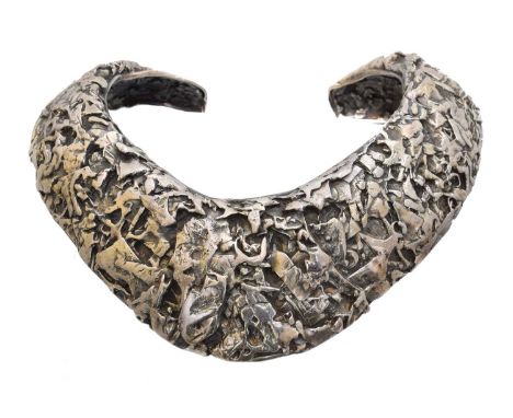 A 1980s silver collar necklace. Of textured, open design, EC, London, 1988, gross weight 219g. Purchased from Liberty &amp; C