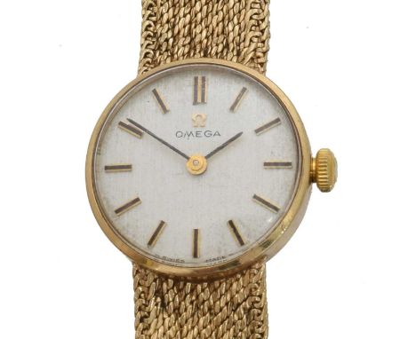 A 1970s 9ct gold Omega manual wind wristwatch, ref. 511.5002. The signed dial with baton markers, signed cal. 620 17 jewel ma