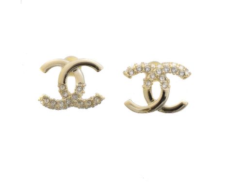 A pair of Chanel stud earrings. No. 122K, each designed as a paste and polished CC, length 1.3cm.