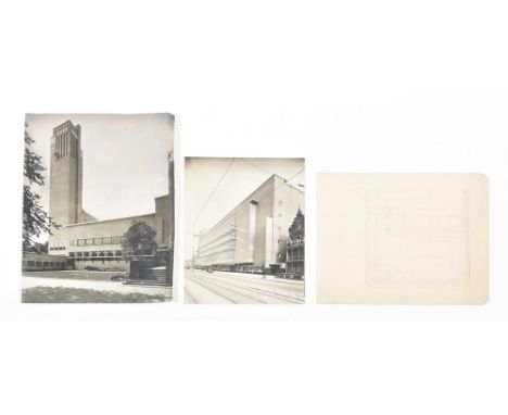 Recto and verso of the same sheet. (1) "Wendingen. Architectura et Amicitia. Raadhuis Hilversum Dudok". Design for the cover 