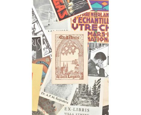 Var. countries (most Dutch), 20th cent., var. techniques and sizes. Incl. a.o.: 3 ex libris for A. and M. Roland Holst by Wil