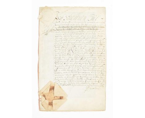 Consisting of a careful manuscript description of the tombstone in the St. Janskerk on the first page of a vellum bifolium, 3
