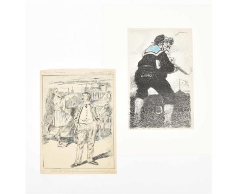 ... in Boston is 'n beweging ontstaan, met 't doel Roosevelt 't dictatoraat aan te bieden". 1906. 45 x 33 cm. (2) "Kanea". 19