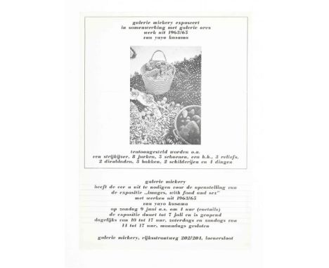 (1) Yayo(i) Kusama, Images with food and sex. Loenersloot, Mickery and Orez gallery, 1968. A4 sheet with printed b/w invitati