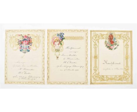 Ca. 1800-1950 (most ca. 1900-1940), consisting of manuscript wedding cards, letters, diplomas, receipts, drawings, a sm. port
