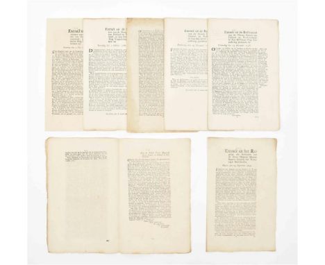 1689-1795, incl. 1 manuscript extract, some concerning the V.O.C. and W.I.C., all folios. Incl. a.o.: (1) "Extrait du registr