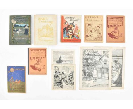 (1-3) Tytgat, M. (1871-1948). 3 orig. drawings for J. Bakker, Hannie's verhaaltjes, Bussum, C.A.J. van Dishoeck, 1903, approx