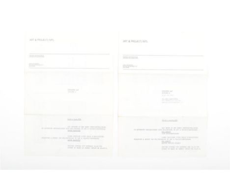 Two announcement flyers for a collaborative project between Art &amp; Project and the Brussels based gallery MTL. Includes th