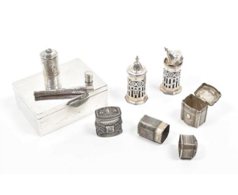 Mid 19th cent. 4 sm. silver snuffboxes, 3 w. lion (facing left, sm. 2 under) maker's mark and year letter R stamped on bottom
