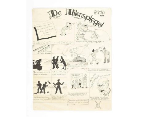Ca. 1939-1940. Nos. 6, 7 &amp; 9-13. Ink on paper, all approx. 70 x 60 cm. Intriguing set of drawings depicting military life