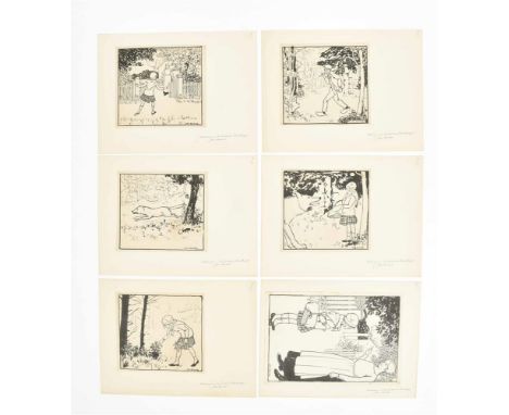 Mixed technique on paper, var. sizes. All signed "Jan Rinke" in the image. Manuscript captions below drawings. All mounted on