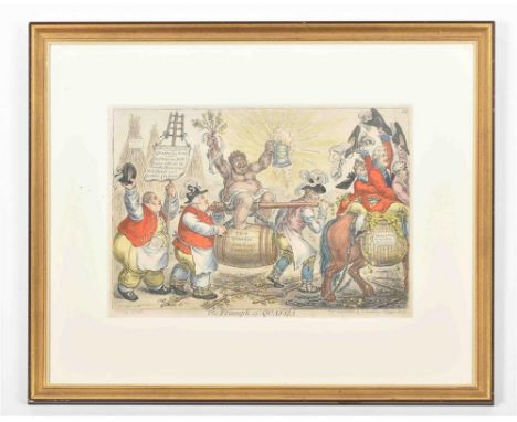 (London), Hannah Humphrey, 10 June 1806. Handcol. etched caricatural print, 24 x 34 cm. Framed. Satirical print about beer; q