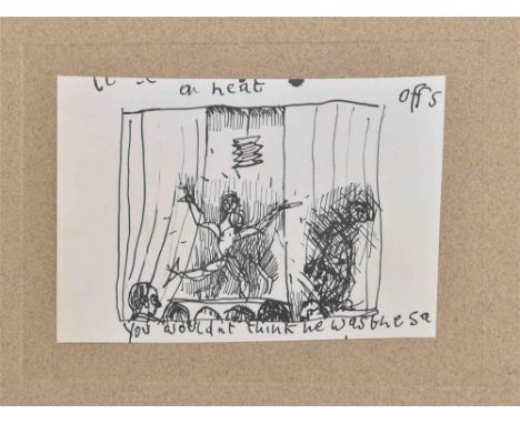 Lucian Freud card titled ‘Encore’. Consists of a small offset litho reproduction of an original Freud drawing from ca. 1949, 