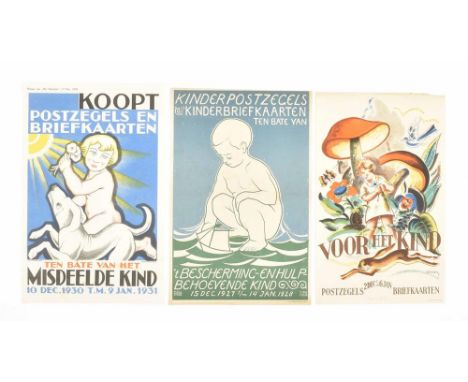 Early to mid 20th cent. Incl. a.o.: (1) Sixteen small-format posters, incl. many advertising for "postzegels voor het kind" a
