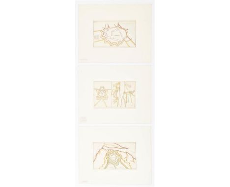 Three manuscript maps of the fortifications around Vlissingen, Cadzand/ Stern Schans and Saaftinge, all approx. 18 x 29 cm, m