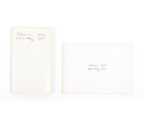 (1) Mario Merz, Fibonacci 1202 Mario Merz 1970. Torino, Sperone Editore, 1970. Boards with original printed dustjacket, 16.4 