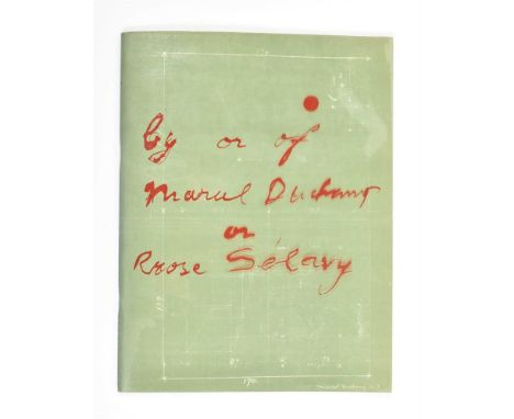 Marcel Duchamp: A Retrospective Exhibition. Pasadena CA, Pasadena Art Museum Pasadena, 1963.  Exhibition catalogue / artists'