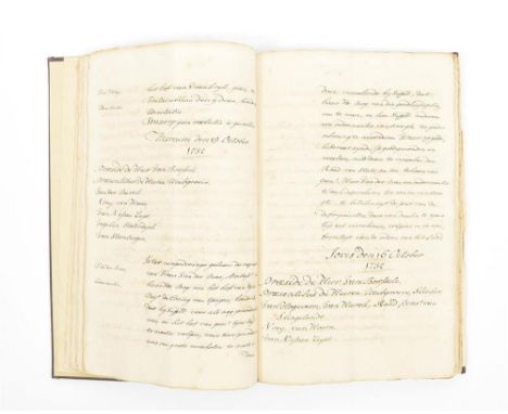containing copies of outcomes of gatherings 1720-1732. Attended by the 'Heeren van' Lijnden, Torck, Randwijk, Van Wassenaar, 