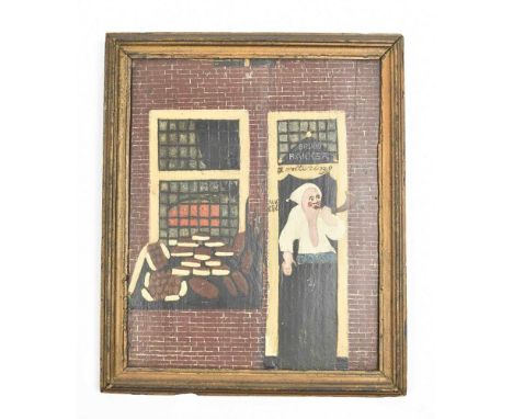 Panel painting, 19th cent. Verso a typed family tree of family Langmuur/ de Haas in Leiden and manuscript text 'Dit schilderi