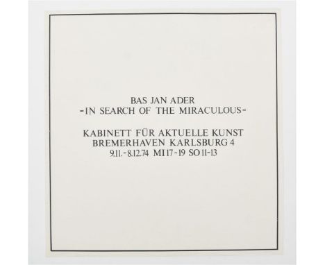 Bremerhaven, Kabinett fur Aktuelle Kunst, 1974. Exhibition poster, 50 x 48 cm, with title and exhibition information in black
