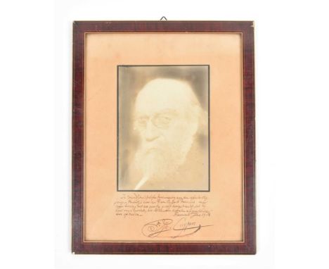 B/w photograph of Pierre Cuypers, w. manuscript message to August Hermans, thanking him for his apprenticeship, w. signature,