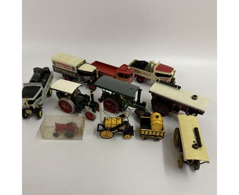 A mixed lot of model steam engines and lorries