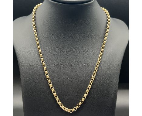 A 9ct yellow gold belcher chain,
33 inches long,
heavy solid links,
30 grams approx weight,