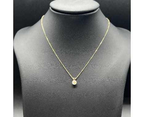 A 14ct yellow gold diamond pendant, hallmarked 14ct, 18 inch chain, diamond is 0.50 ct, weight approx 1.4 grams, 