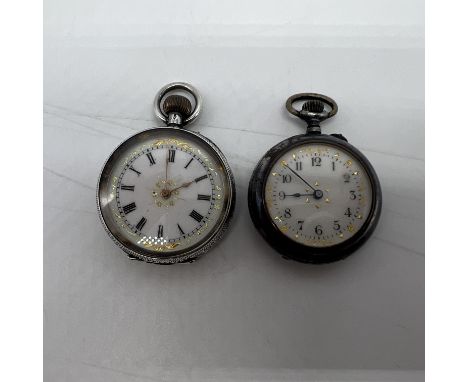 2x vintage pocket watches, one watch is silver, one is a base metal watch, both will require a service,