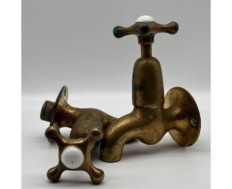 2x vintage large brass taps, very heavy, 6"x4 1/2".