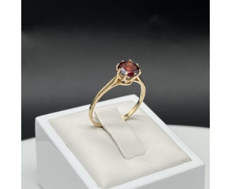 A 9ct yellow gold garnet dress ring, 1.6 grams in weight, size P