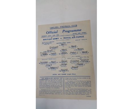 FOOTBALL, programme for wartime double header, 26th April 1943, British Army v RAF &amp; Belgian Army v Norwegian Forces, pla