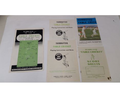 CRICKET, Subbuteo booklets, inc. 1968/9 Price List, Score Sheets, Playing Instructions &amp; Rules (2+1), VG, 5