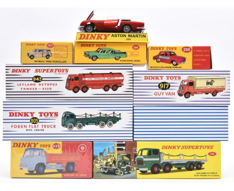 10 Atlas Dinky. Foden Flat Truck with chains (905). Leyland Octopus Flat Truck with chains (935). Leyland Octopus Tanker -ESS