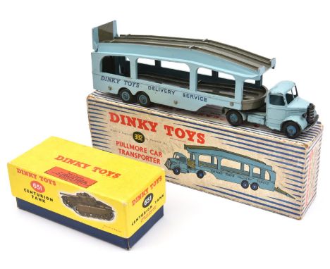 A scarce Dinky Toys Pullmore Car Transporter (982). A seldom seen 6 rivit example in light blue with dark blue wheels and dar