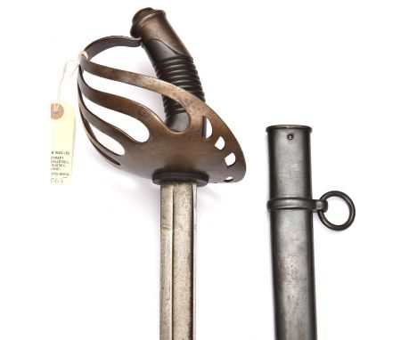 A Chilean cavalry trooper's sword c 1900,slightly curved, fullered blade 35", marked "Manufacture d'armes de Chatellerault" a
