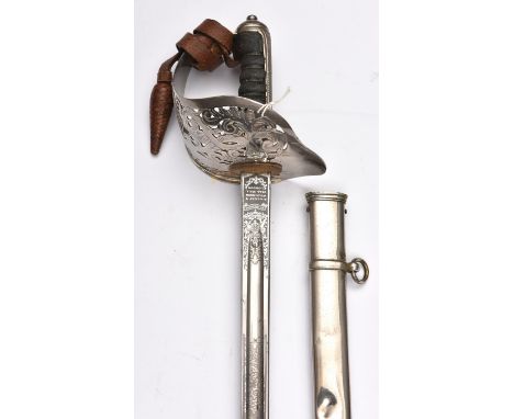 A good WWI Geo V 1897 pattern infantry officer's sword,  straight, fullered, plated blade 32½", by Wilkinson, no 46686 (for 1