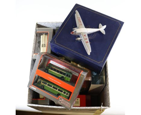 15 Various Makes. A fine Oxford Diecast DH89 Dragon Rapide, BEA, G-AFEZ. In silver and red livery. Corgi Aviation Archive Sho