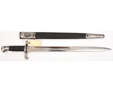 A P1887 Mk 4 Martini Henry sword bayonet,  stamps at forte including '91, converted from Mk 1, in scabbard. GC               