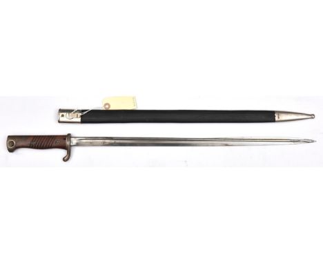 A Seitengewehr M1898n/A bayonet, marked "Simson &amp; Co Sulh" at forte, 2 piece wood grips, steel plate between crossguard a