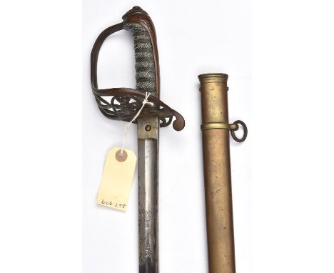 A Vic 1845 pattern infantry field officers sword, very slightly curved, fullered blade 32½", by B Johnstone Sackville St Lond